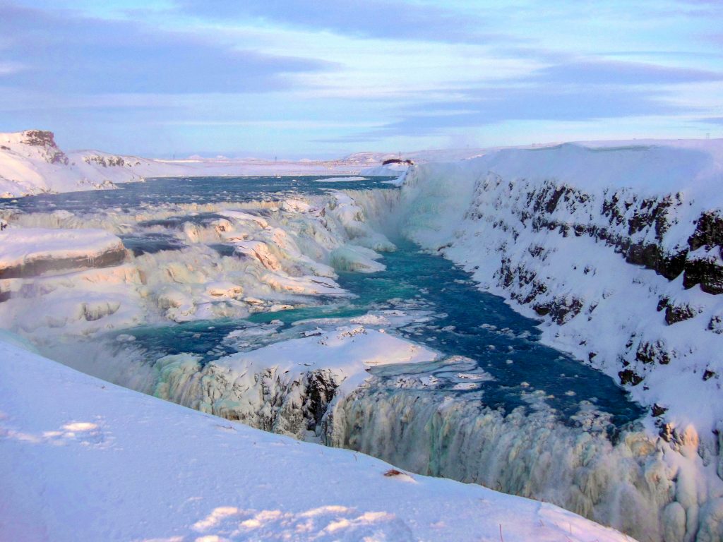 Gullfoss waterfall frozen
